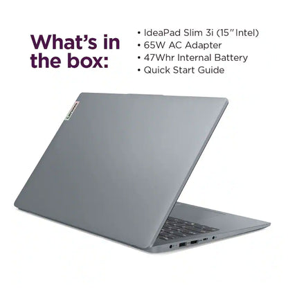 Lenovo IdeaPad Slim 3i 15.6" Full HD Laptop Intel Core i3-N305 2023 - 8GB Memory, 128GB UFS (Arctic Grey) Essentials Bundle