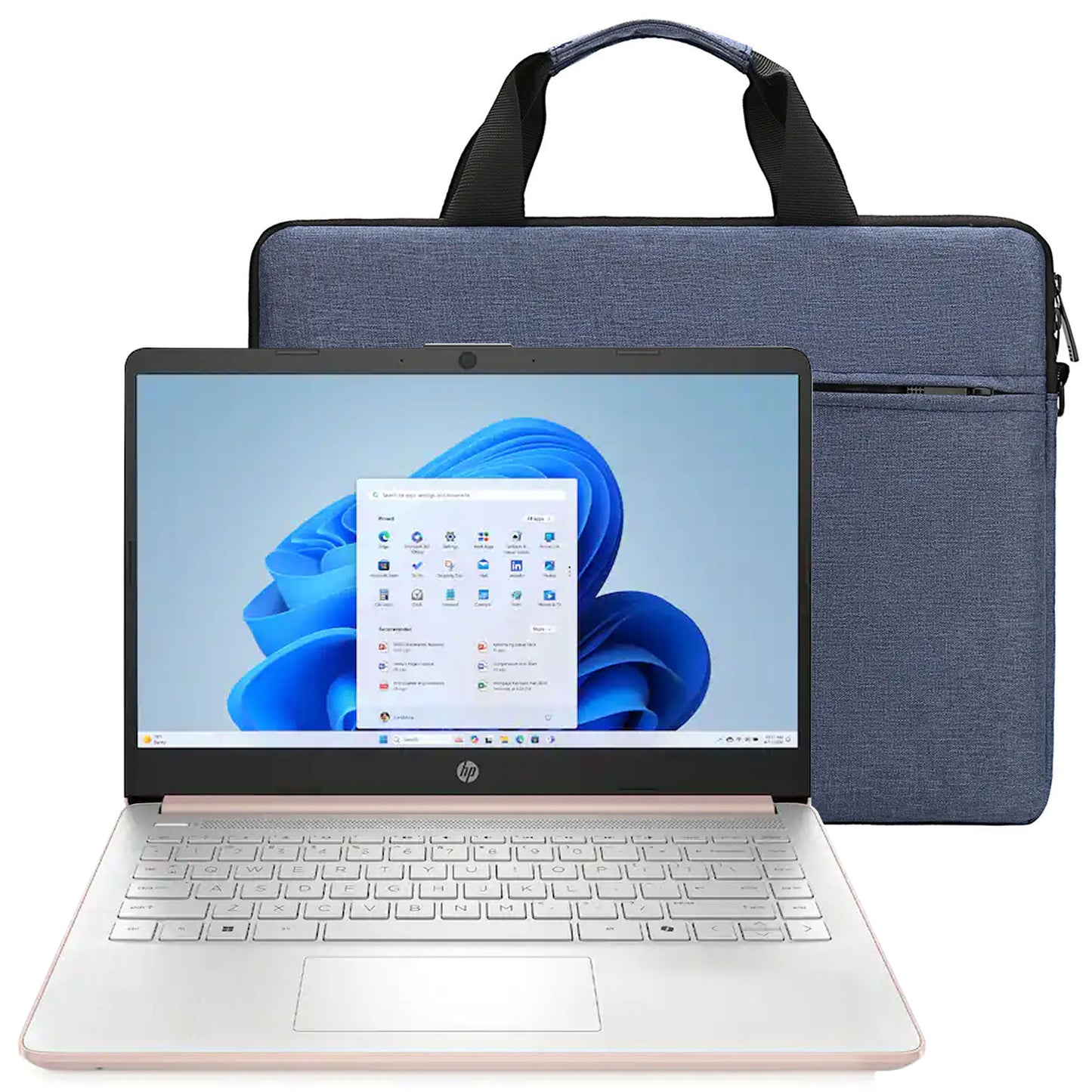 HP 14" Laptop - Intel Celeron N4500 - 4GB Memory, 64GB eMMC (Pale Rose Gold) + Splash Proof Laptop Bag
