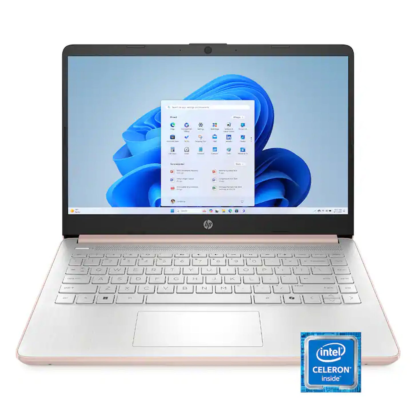 HP 14" Laptop - Intel Celeron N4500 - 4GB Memory, 64GB eMMC (Pale Rose Gold) + Splash Proof Laptop Bag