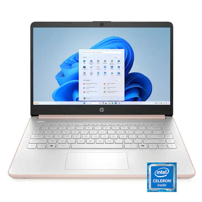 HP 14" Laptop - Intel Celeron N4500 - 4GB Memory, 64GB eMMC (Pale Rose Gold) + Splash Proof Laptop Bag
