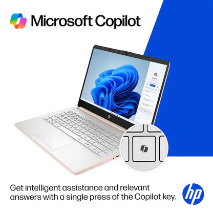 HP 14" Laptop - Intel Celeron N4500 - 4GB Memory, 64GB eMMC (Pale Rose Gold) + Splash Proof Laptop Bag