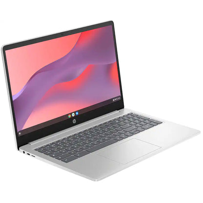 HP 15.6" Chromebook Laptop - Intel Processor N200 2023 - 8GB Memory, 64GB eMMC (Natural Silver) + Splash Proof Laptop Bag