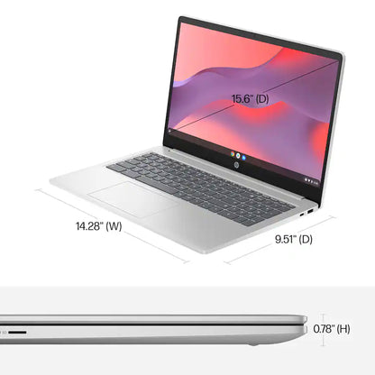 HP 15.6" Chromebook Laptop - Intel Processor N200 2023 - 8GB Memory, 64GB eMMC (Natural Silver) + Splash Proof Laptop Bag