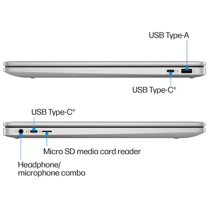 HP 15.6" Chromebook Laptop - Intel Processor N200 2023 - 8GB Memory, 64GB eMMC (Natural Silver) + Splash Proof Laptop Bag