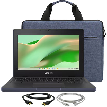 ASUS Chromebook CR11 Ruggedized Laptop, Intel Processor N100 Processor, 4GB RAM, 64GB eMMC Storage (Mineral Grey) with Laptop Bag and Cables