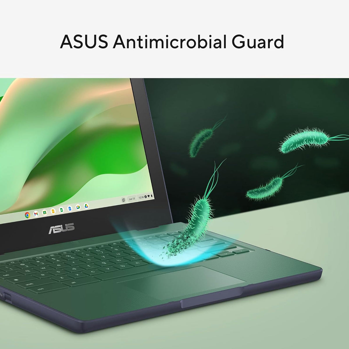 ASUS Chromebook CR11 Ruggedized Laptop, Intel Processor N100 Processor, 4GB RAM, 64GB eMMC Storage (Mineral Grey) with Laptop Bag and Cables