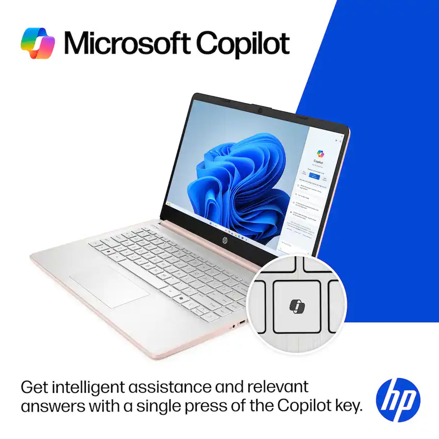HP 14" Laptop - Intel Celeron N4500 2021 - 4GB Memory, 64GB eMMC (Pale Rose Gold) with Laptop Bag and Cables