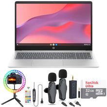 HP 15.6" Chromebook Laptop - Intel Processor N200 - 8GB Memory, 64GB eMMC (Natural Silver) Complete Creator Bundle