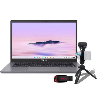 ASUS CX34 14" FHD Chromebook Plus Laptop - Intel Core i5 - 8GB Memory, 128GB SSD (Rock Grey) with Sennheiser Pro MKE 200 Mobile Kit and SanDisk Cruzer Blade USB Flash Drive - 128GB