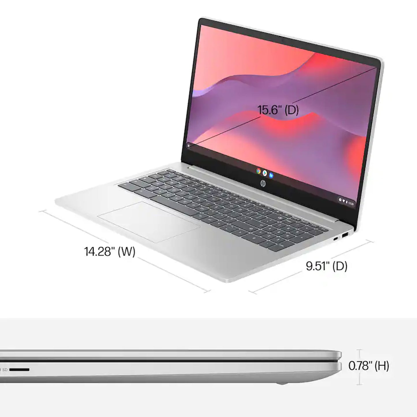 HP 15.6" Chromebook Laptop Intel Processor N200 - 8GB Memory, 64GB eMMC (Natural Silver) with Sandisk Ultra 256GB Micro SDXC Card and Sennheiser Pro MKE 200 Mobile Kit