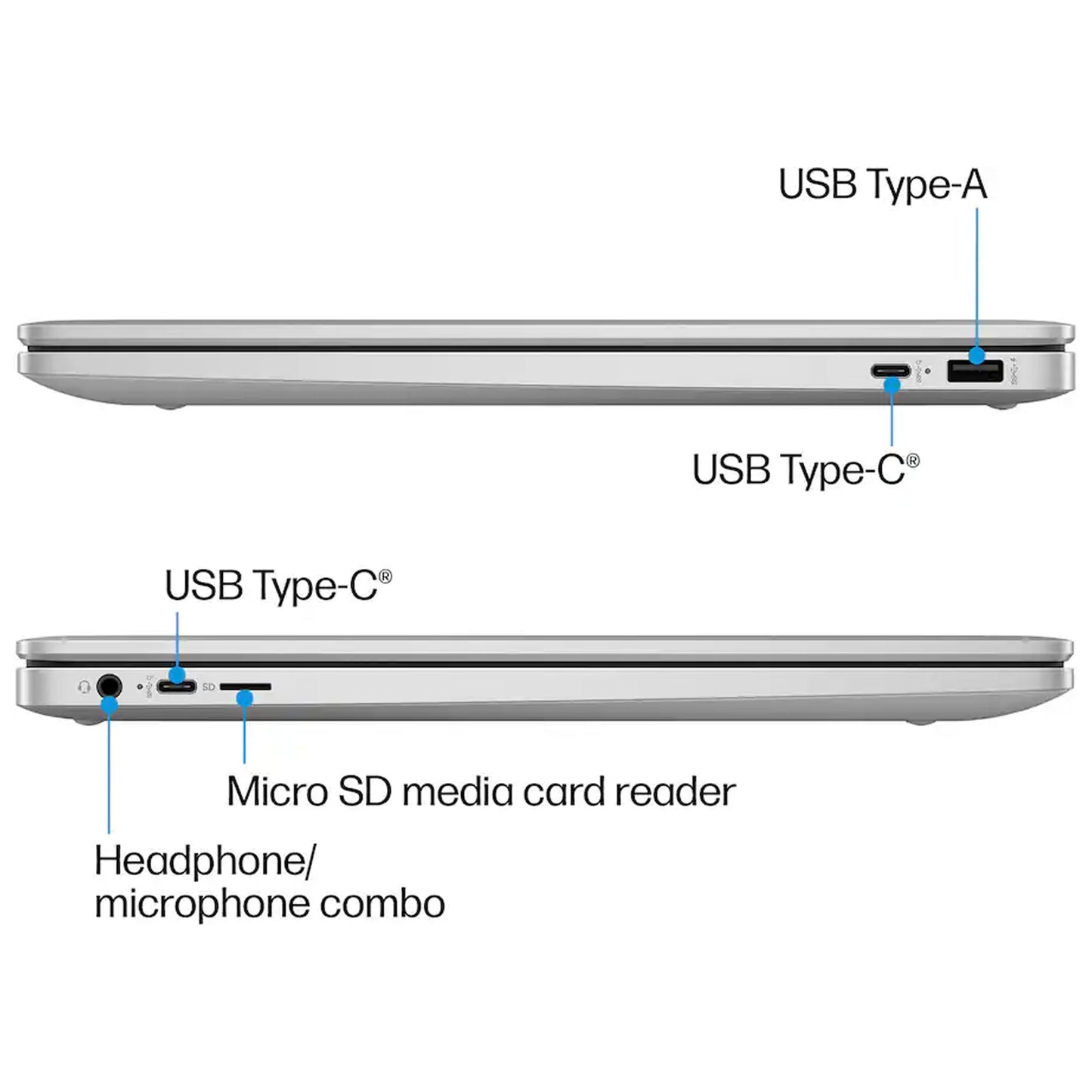 HP 15.6" Chromebook Laptop Intel Processor N200 - 8GB Memory, 64GB eMMC (Natural Silver) with Sandisk Ultra 256GB Micro SDXC Card and Sennheiser Pro MKE 200 Mobile Kit