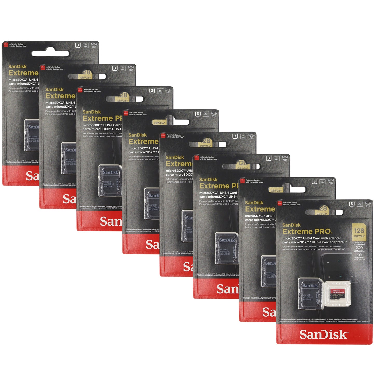 8x Sandisk 128GB Extreme Pro UHS-I Micro SD Up to 200MB/s Read 90MB/s Write with SD Adapter