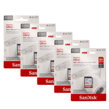 5x SanDisk 64GB Ultra SDXC UHS-I Memory Card - Up to 140MB/s, C10, U1, Full HD, SD Card