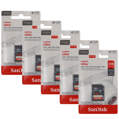 5x SanDisk Ultra 256GB UHS-I 100MB/s Class 10 SDXC Memory Card