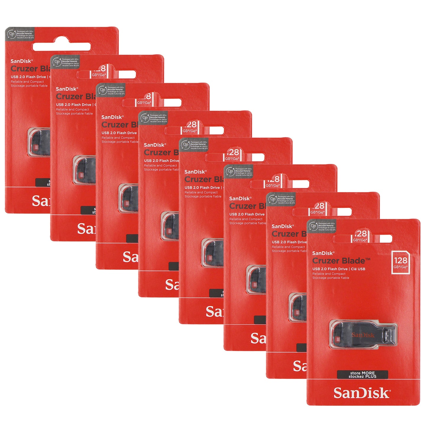 8x SanDisk Cruzer Blade USB Flash Drive - 128GB (Red)