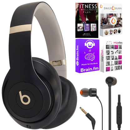 Beats Studio Pro Wireless Noise Cancelling Over-the-Ear Headphones - Black/Gold with T110 In Ear Headphone and Software Bundle