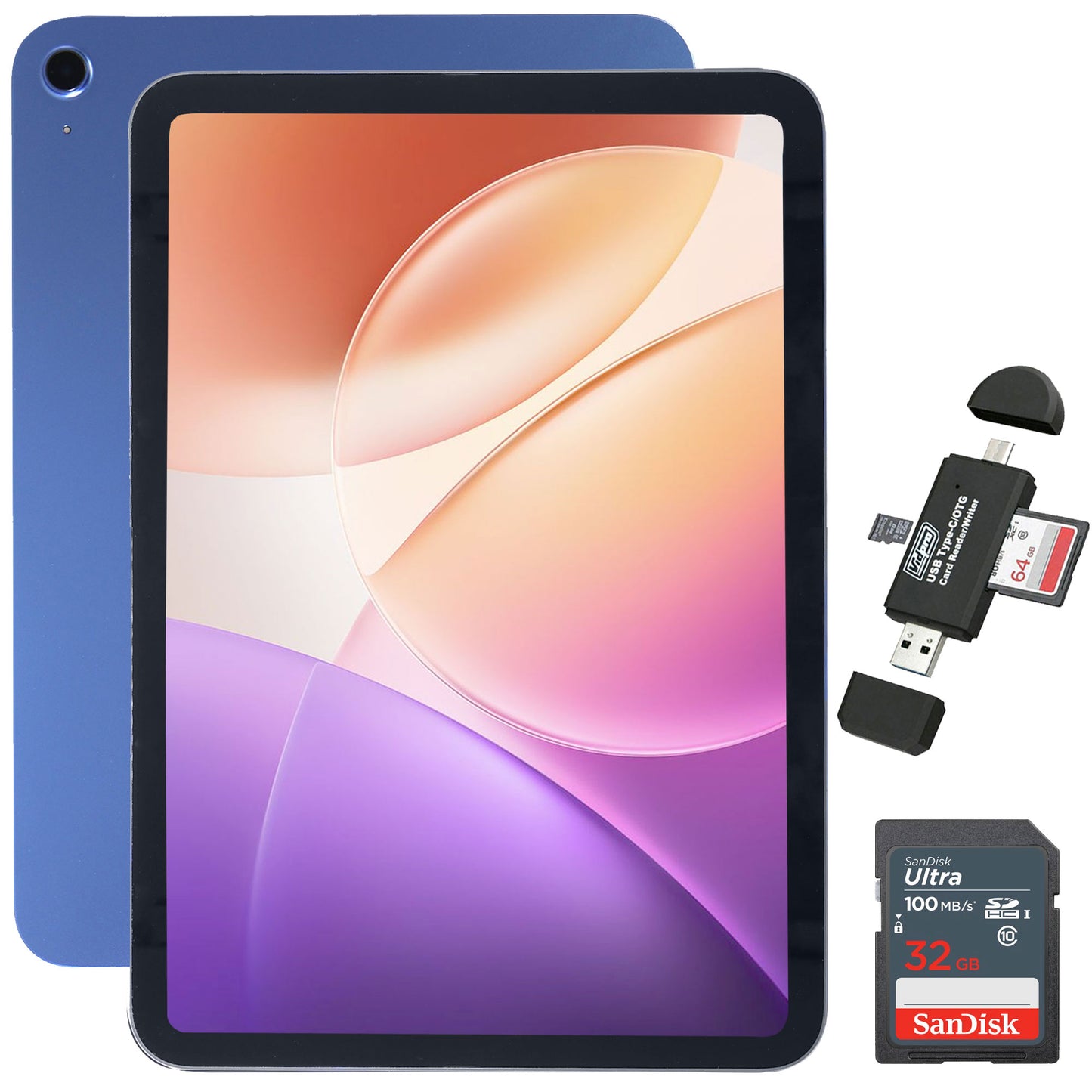 Apple 11" iPad A16 Chip Wi-Fi Tablet (128GB, Blue) with Sandisk 32GB SDHC Ultra Memory Card and Card Reader