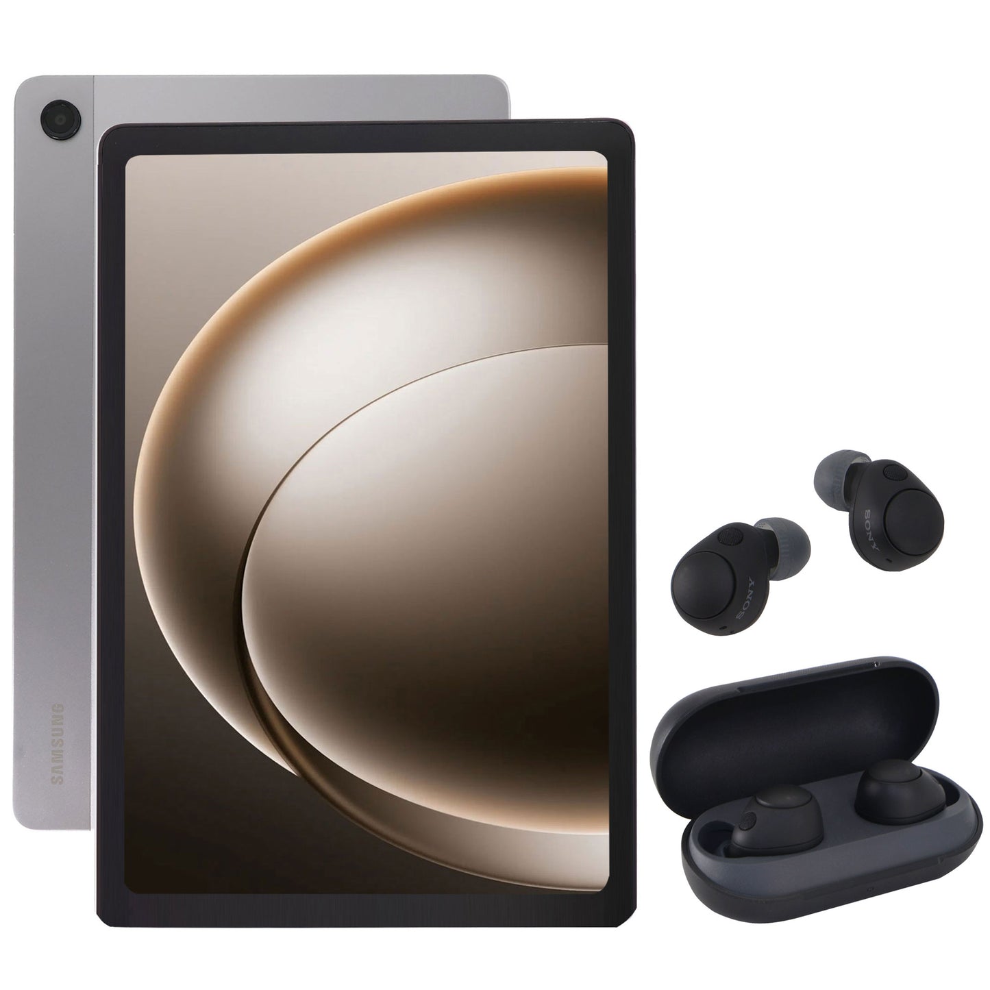 Samsung Galaxy Tab A9+ Plus 11" 128GB Wi-Fi Android Tablet 2024 Model - Silver with Sony WF-C700N Truly Wireless Noise Canceling In-Ear Headphones (Black)