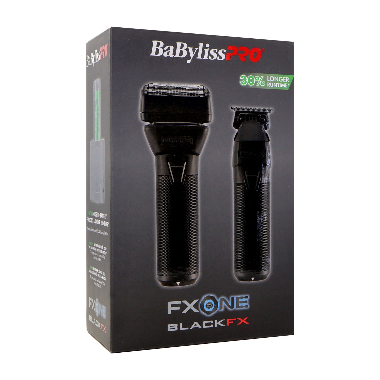 BaByliss Pro FXONE BlackFX Limited Edition Prepack - Stick Shaver and Outlining Trimmer (Black) FX1FSTMBPK + BaByliss Pro FXONE Dual-Charging Prepack [2 Batteries, 1 Charging Stand] #FXC2BPPK + BaBylissPRO Barberology 9 Inch Clipper Comb - Black