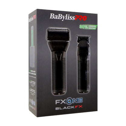 BaByliss Pro FXONE BlackFX Limited Edition Prepack - Stick Shaver and Outlining Trimmer (Black) FX1FSTMBPK + BaByliss Pro FXONE Dual-Charging Prepack [2 Batteries, 1 Charging Stand] #FXC2BPPK + BaBylissPRO Barberology 9 Inch Clipper Comb - Black