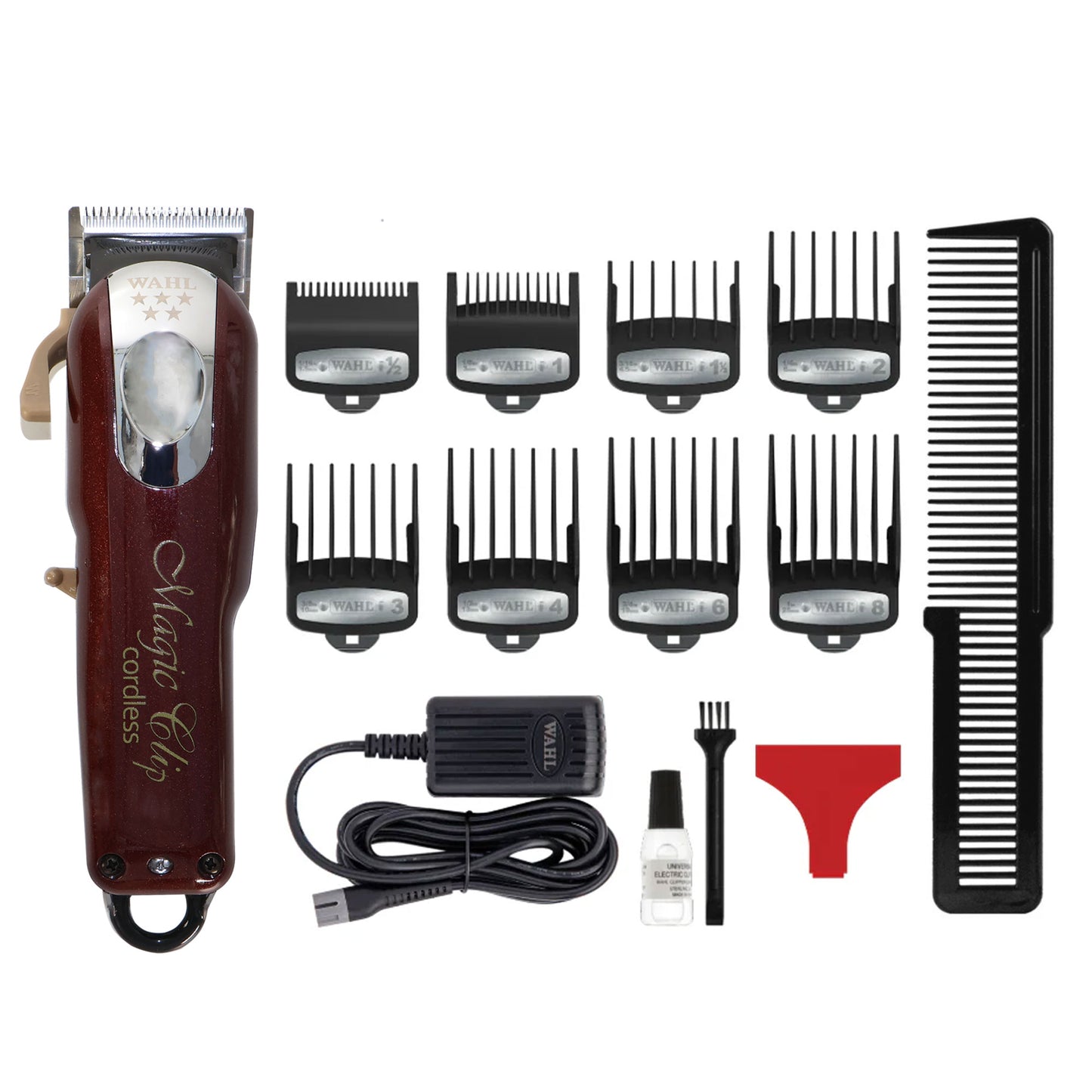 Wahl Professional Cord/Cordless Magic Clip 08148-308 with Wahl Professional Power Station Multi-Charge 3 Tools At Once and Flat Top Comb White