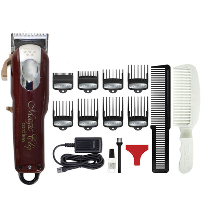 Wahl Professional Cord/Cordless Magic Clip 08148-308 with Wahl Flat Top Comb White