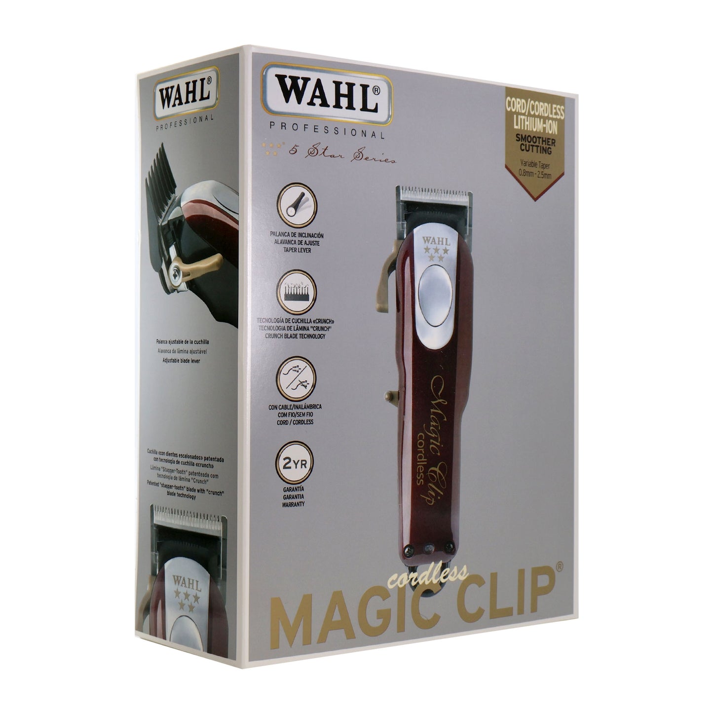 Wahl Professional Cord/Cordless Magic Clip 08148-308 with Wahl Flat Top Comb White