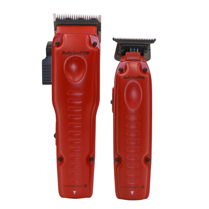 BaByliss Pro FXONE LO-PROFX Hair Clipper, Trimmer, Charging Base and Boosted Capacity Battery (Red) FX129MRPK + Comb Set