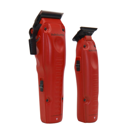 BaByliss Pro FXONE LO-PROFX Hair Clipper, Trimmer, Charging Base and Boosted Capacity Battery (Red) FX129MRPK + Comb Set
