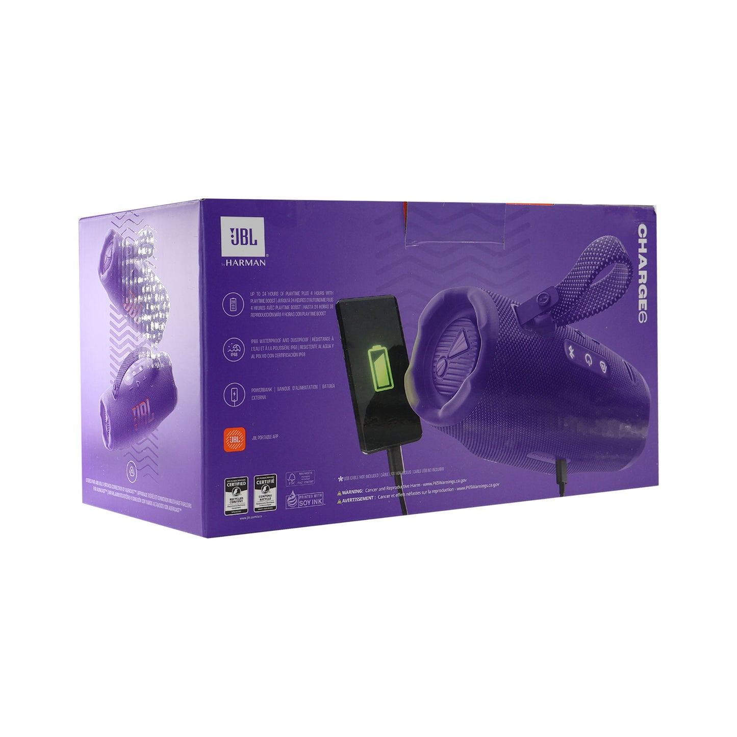 2x JBL Charge 6 Portable Bluetooth Wireless Speaker (Purple)