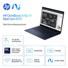 HP OmniBook X Flip 14" 2K Touch-Screen Laptop - Intel Core Ultra 7 256V 2024 - 16GB Memory, 1TB SSD (Atmospheric Blue)