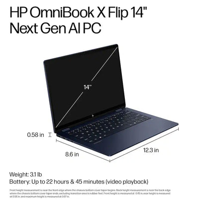 HP OmniBook X Flip 14" 2K Touch-Screen Laptop - Intel Core Ultra 7 256V 2024 - 16GB Memory, 1TB SSD (Atmospheric Blue)