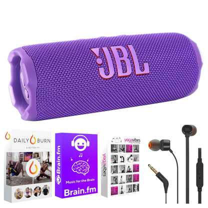 JBL Flip 7 Portable Waterproof Bluetooth Wireless Speaker (Purple) Audio Bundle