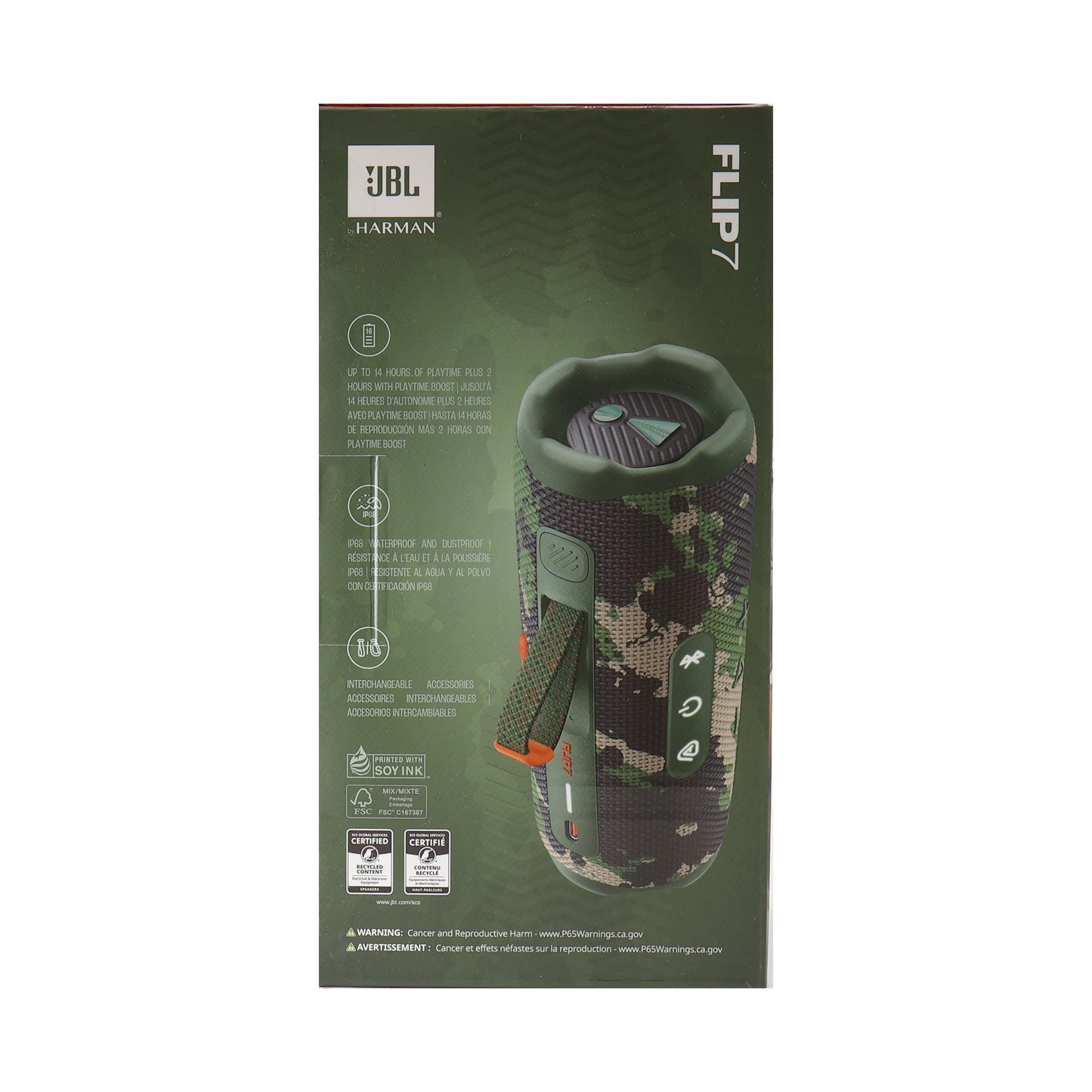 JBL Flip 7 Portable Waterproof Bluetooth Wireless Speaker (Camoflauge) with JBL T110 in Ear Headphones