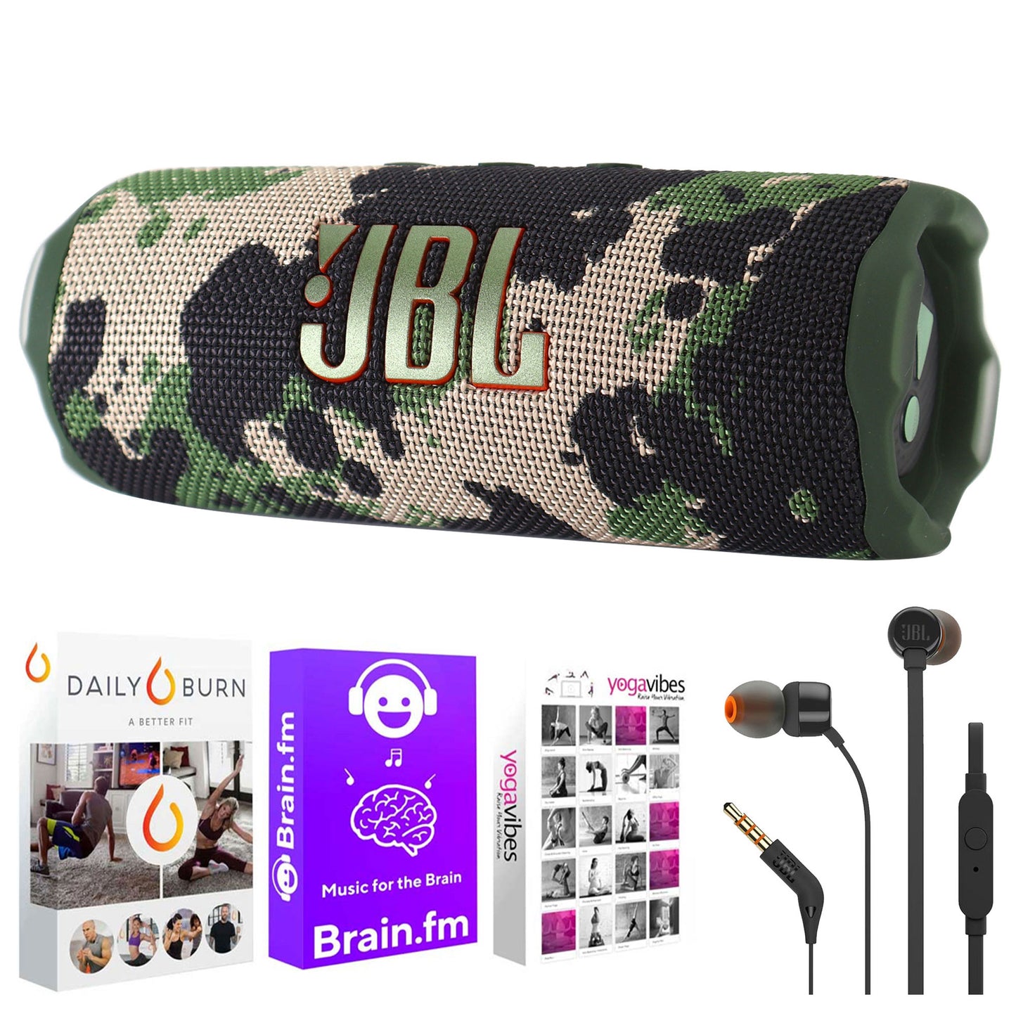 JBL Flip 7 Portable Waterproof Bluetooth Wireless Speaker (Camoflauge) Audio Bundle
