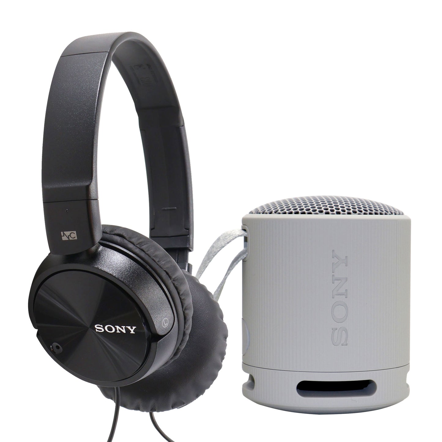 Sony MDR-ZX110NC Noise-Canceling On-Ear Headphones with Sony XB100 Portable Waterproof Bluetooth Speaker (Gray)
