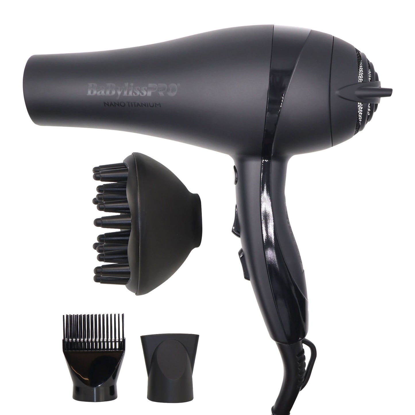 Nano Titanium 2000-Watt Blow Dryer with Concentrator Nozzle (Black) BNTMB5548 and Conair Pro Ergo-Grip Detangler Brush