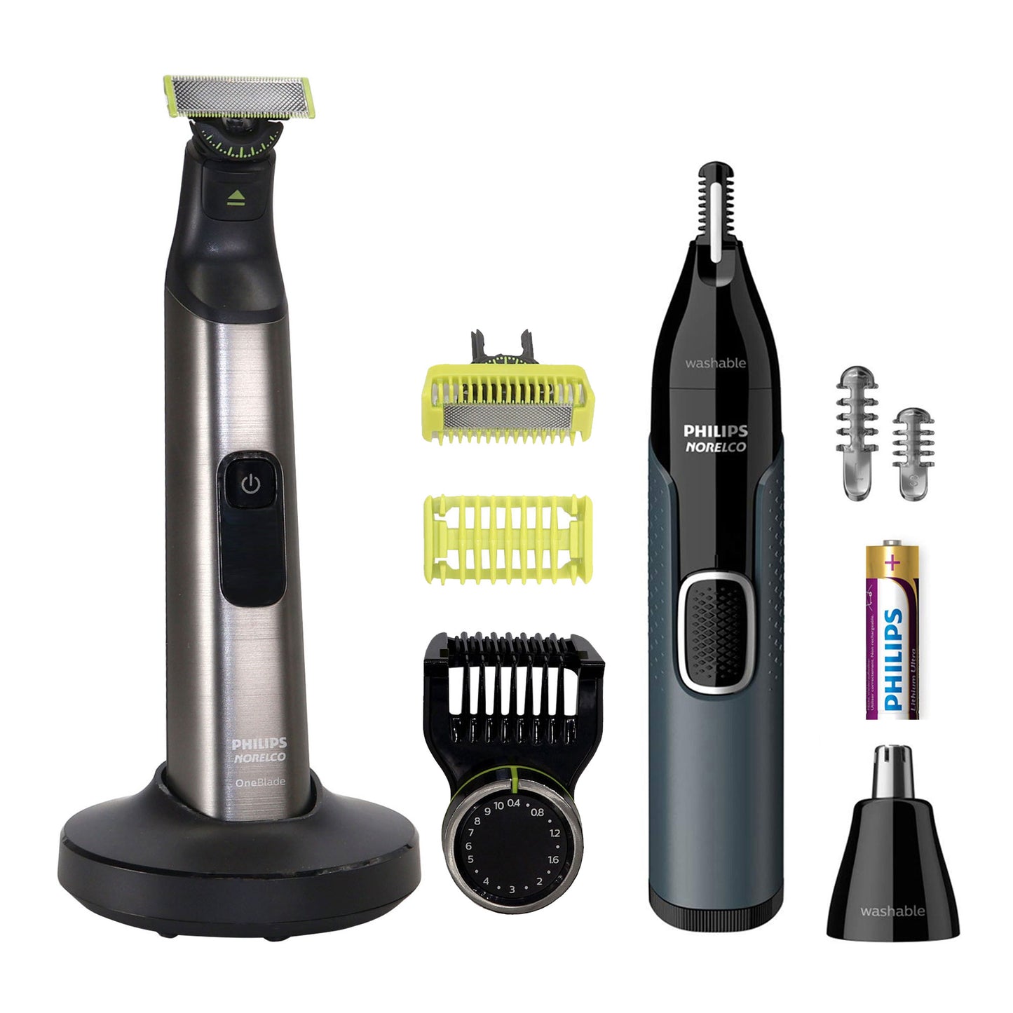 Philips Norelco OneBlade 360 Pro Hybrid Face & Body Electric Trimmer QP6552/70 with Nose Trimmer 3000 for Nose, Ears Eyebrows NT3600/62