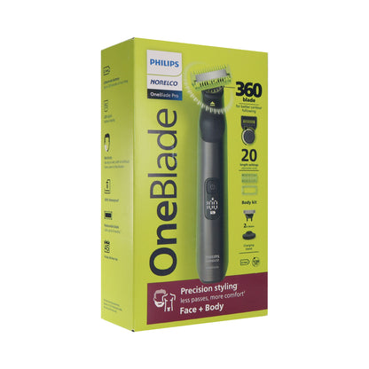 Philips Norelco OneBlade 360 Pro Hybrid Face & Body Electric Trimmer QP6552/70 with Nose Trimmer 3000 for Nose, Ears Eyebrows NT3600/62