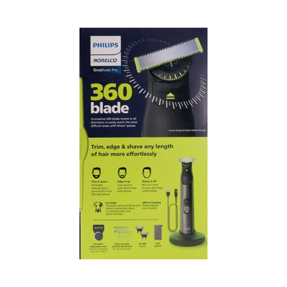 Philips Norelco OneBlade 360 Pro Hybrid Face & Body Electric Trimmer QP6552/70 with Nose Trimmer 3000 for Nose, Ears Eyebrows NT3600/62