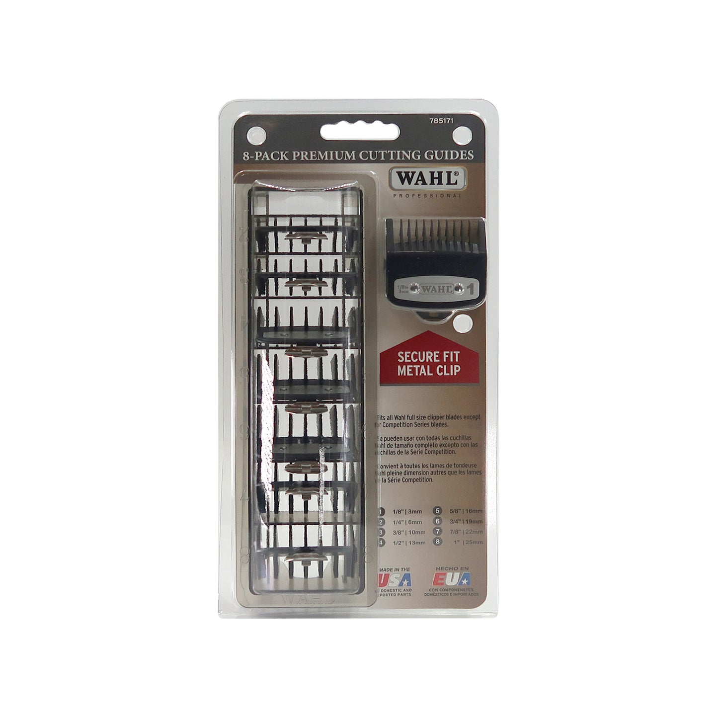 Wahl 8504 Professional Clipper Cordless Senior 120-240V with 8-Pack Premium Cutting Guides and Flat Top Comb