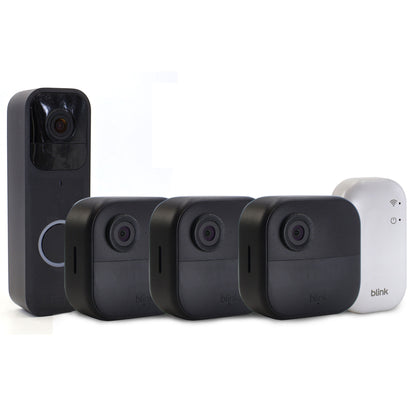 Blink Outdoor 4 Wireless Smart Security Camera - Sync Module Core Included (3 Cameras) with Blink Smart Wifi Video Doorbell – Wired/Battery Operated