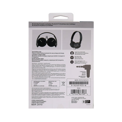 Sony MDR-ZX110 On-Ear Wired Headphones (Black)