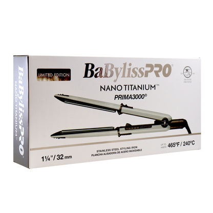 BaByliss Pro Limited Edition Nano Titanium Prima 3000 Stainless Steel Flat Iron Grey - 1-1/4" #BNT3000TGY (Dual Voltage)