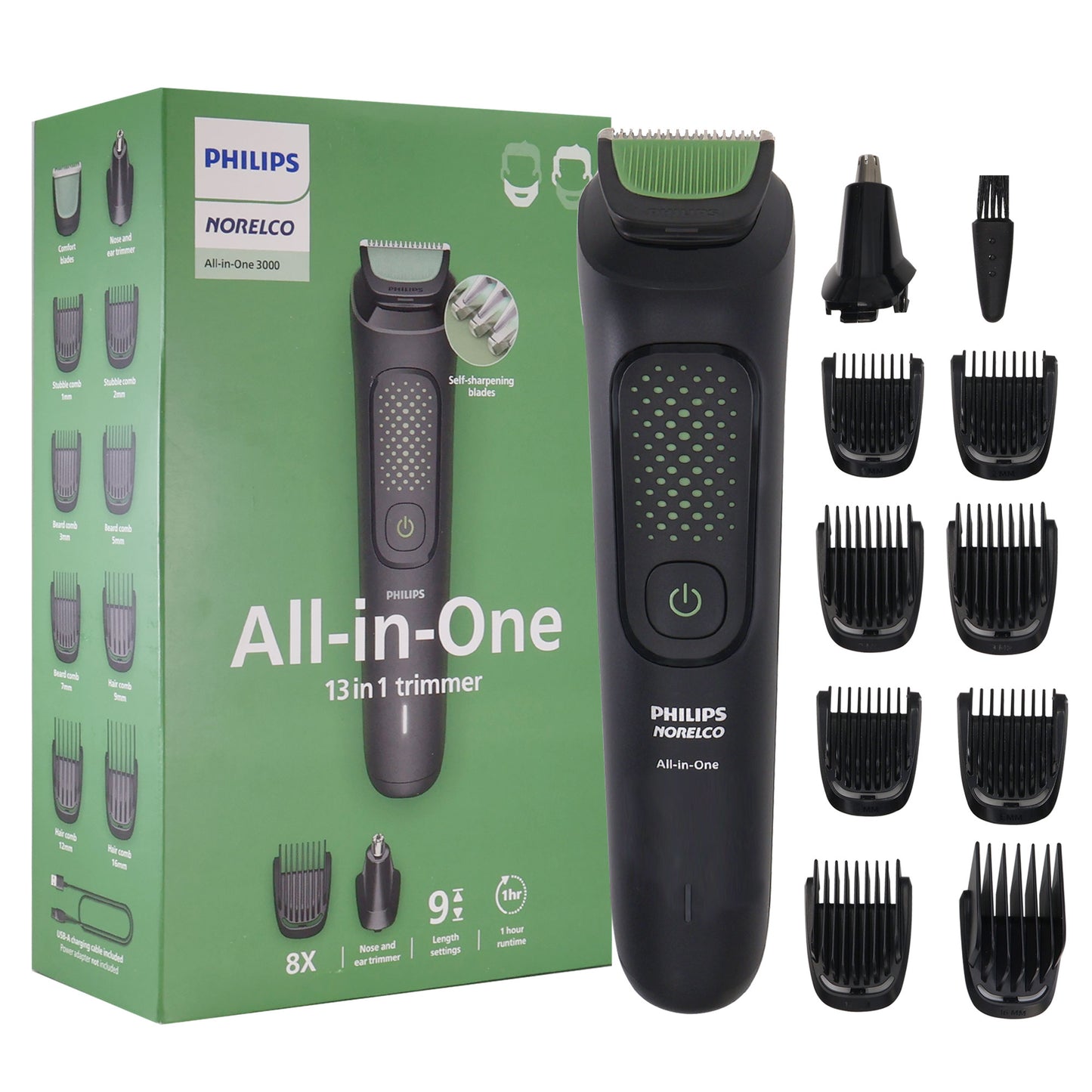 Philips Norelco All-in-One 3000 Series 13 in 1 Trimmer, Beard Styler & Men's Hair Clipper MG3919/50
