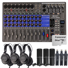 Zoom LiveTrak L12next Digital Mixer / Recorder with 3x Zoom ZDM-1 Podcast Mic Pack Accessory Kit and 64GB microSDXC Card