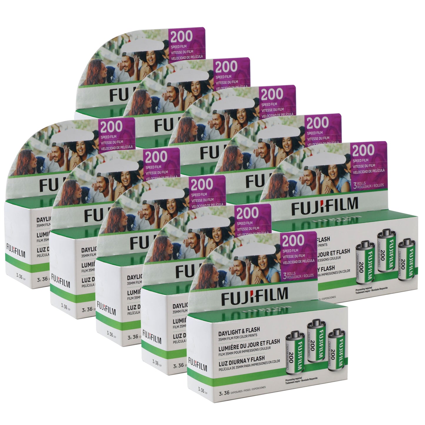 10x Fujifilm 200 Color Negative 35mm Film (36 Exposures) - 3 Pack