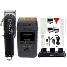 Wahl 5 Star Vanish Shaver 8173-700 (Dual Voltage) with 8504 Pro Cordless Senior Clipper and Professional Multi-Charge Power Station + Comb