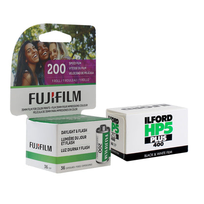 Fujifilm 200 Color Negative 35mm Film (36 Exposures) + Ilford HP5 Plus Black and White Negative Film (35mm Roll Film, 36 Exposures)