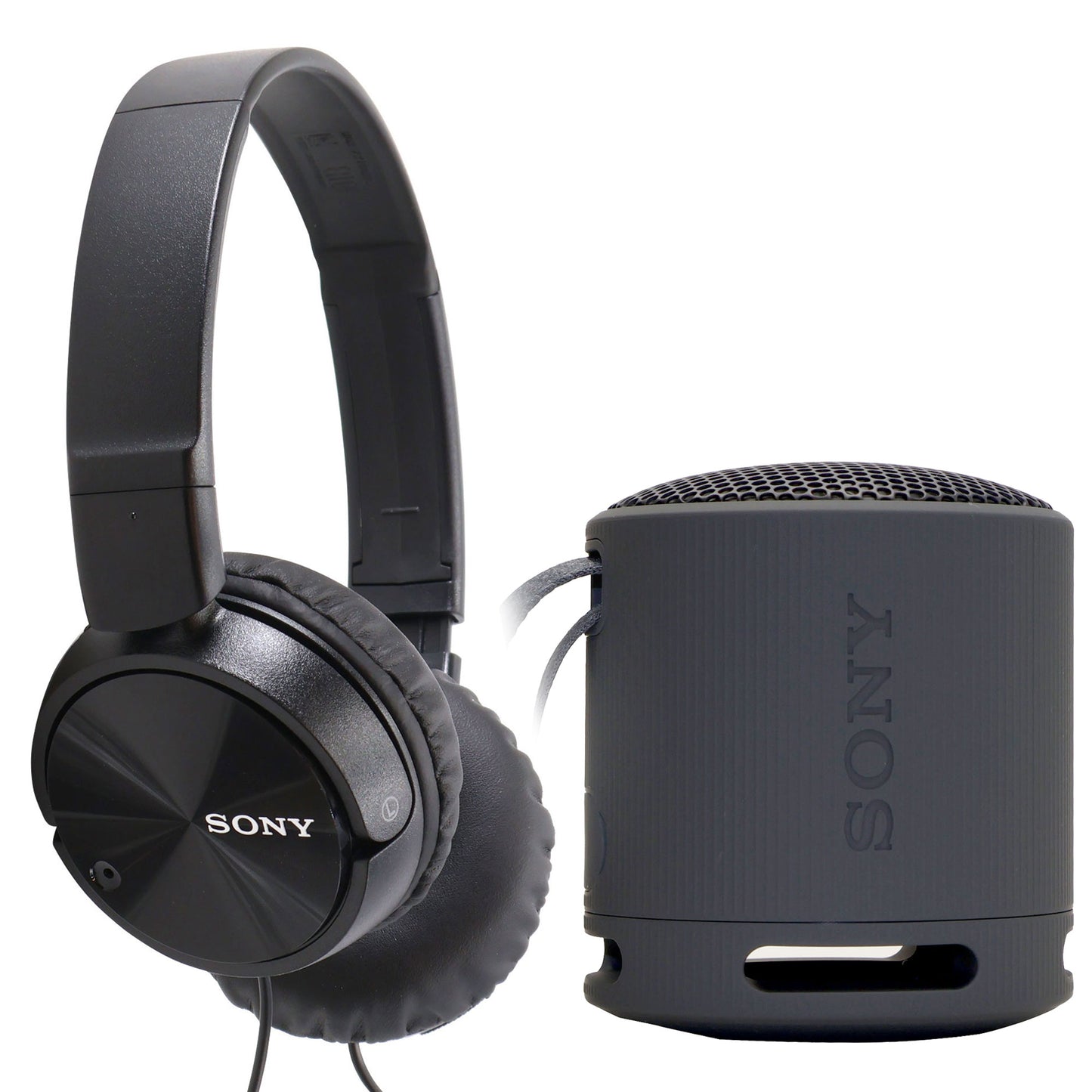 Sony XB100 Portable Waterproof Bluetooth Speaker (Black) + Sony MDR-ZX110 On-Ear Wired Headphones (Black)